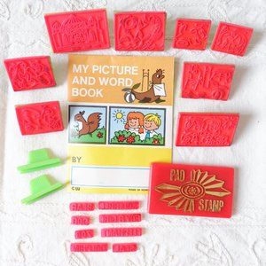 Cute Vintage Rubber Stamp Set